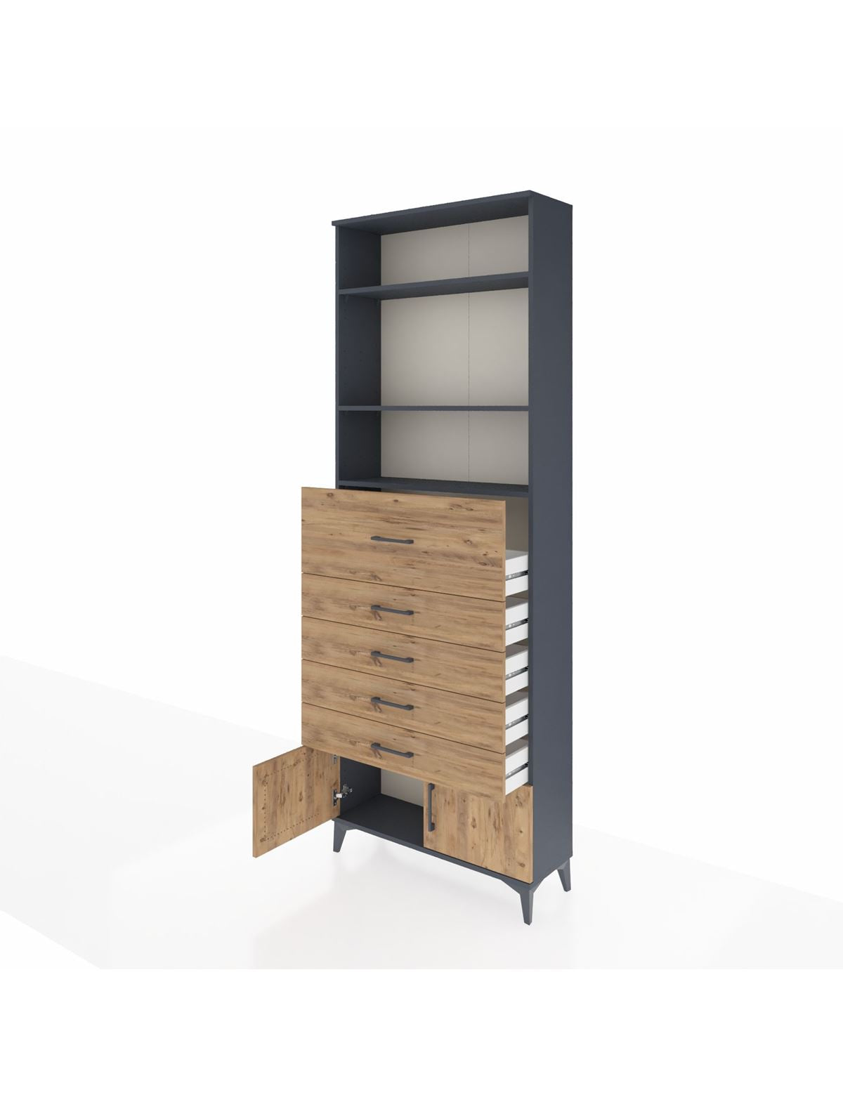 Arges Dolap 3 Raflı 5 Çekmeceli 2 Kapaklı 88x30x243 - S33M122V6A