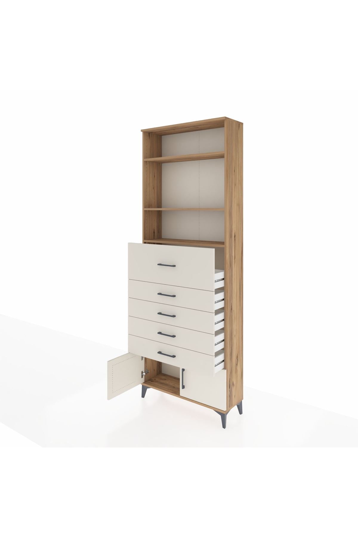 Arges Dolap 3 Raflı 5 Çekmeceli 2 Kapaklı 88x30x243 - S33M122V7A