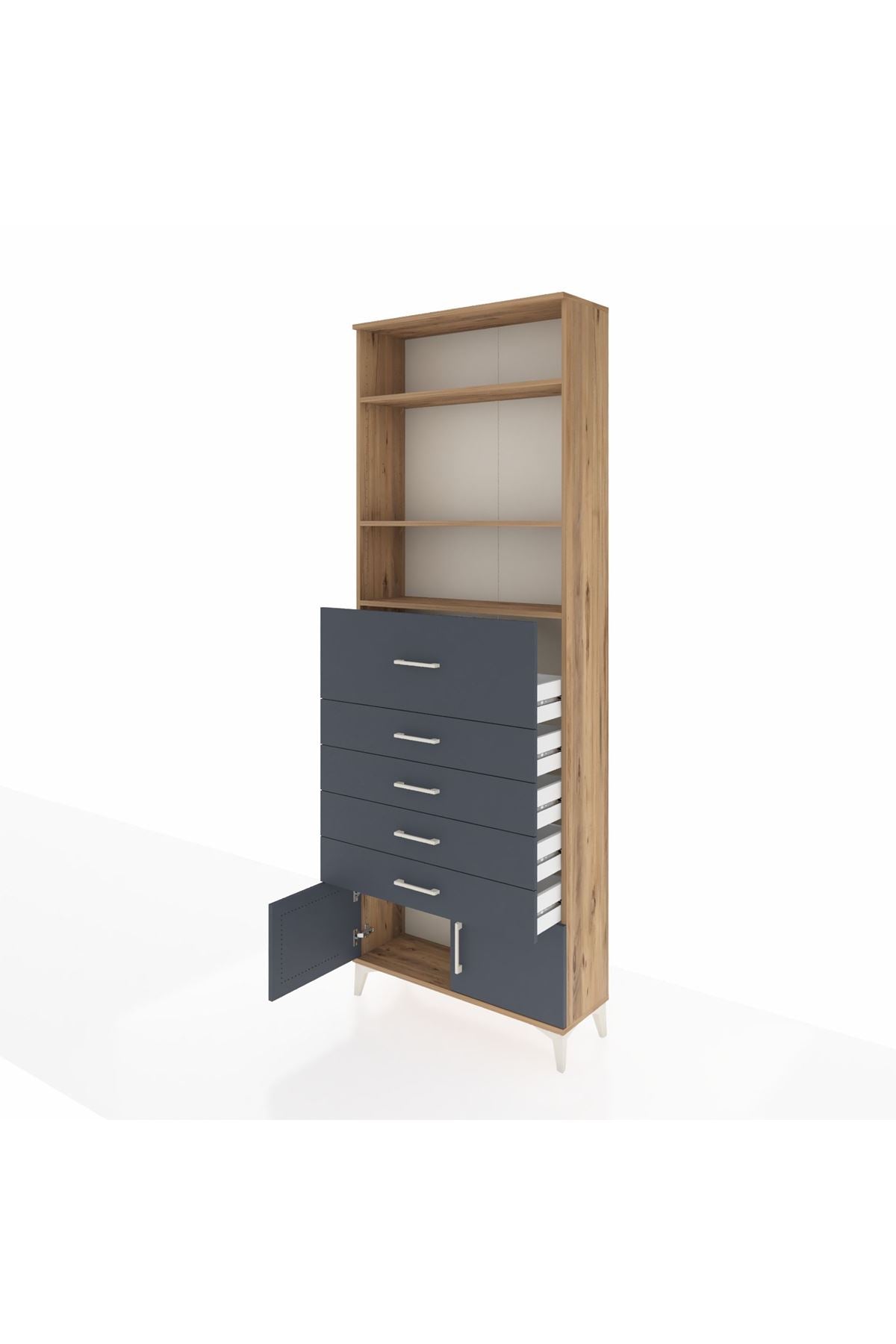 Arges Dolap 3 Raflı 5 Çekmeceli 2 Kapaklı 88x30x243 - S33M122V8A