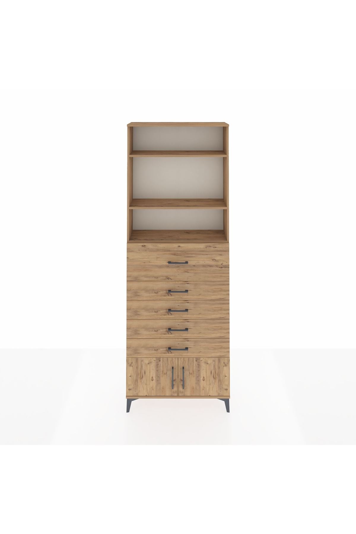 Arges Dolap 3 Raflı 5 Çekmeceli 2 Kapaklı 88x30x243 - S33M122V9A