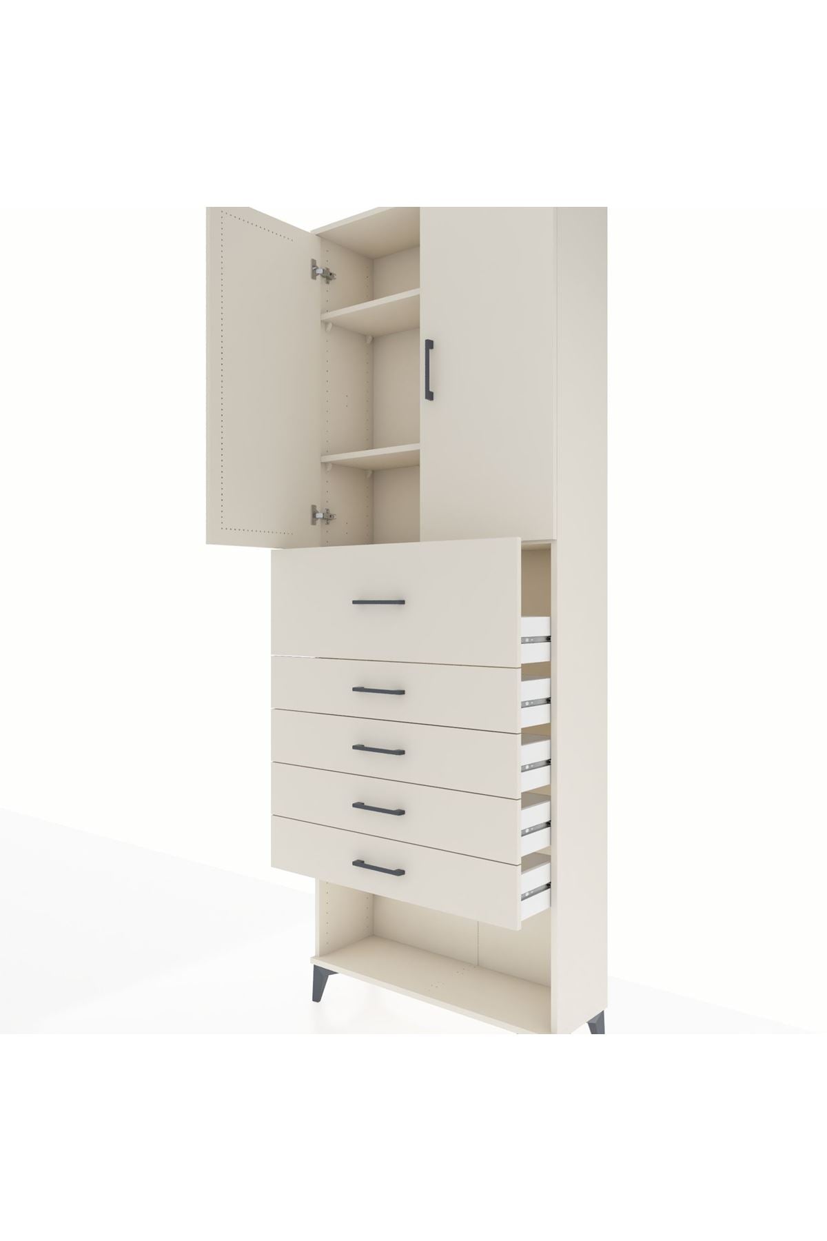 Arges Dolap 3 Raflı 5 Çekmeceli 2 Kapaklı 88x30x243 - S33M123V1A