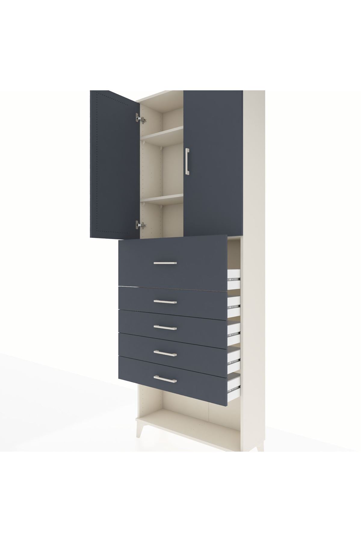 Arges Dolap 3 Raflı 5 Çekmeceli 2 Kapaklı 88x30x243 - S33M123V2A