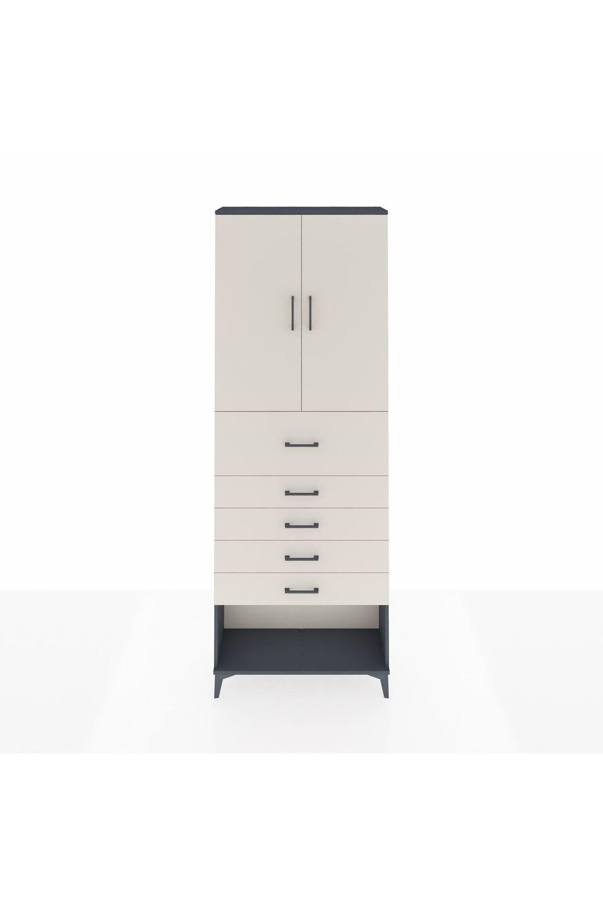 Arges Dolap 3 Raflı 5 Çekmeceli 2 Kapaklı 88x30x243 - S33M123V4A