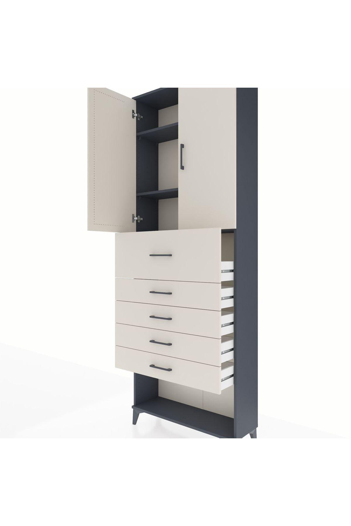 Arges Dolap 3 Raflı 5 Çekmeceli 2 Kapaklı 88x30x243 - S33M123V4A
