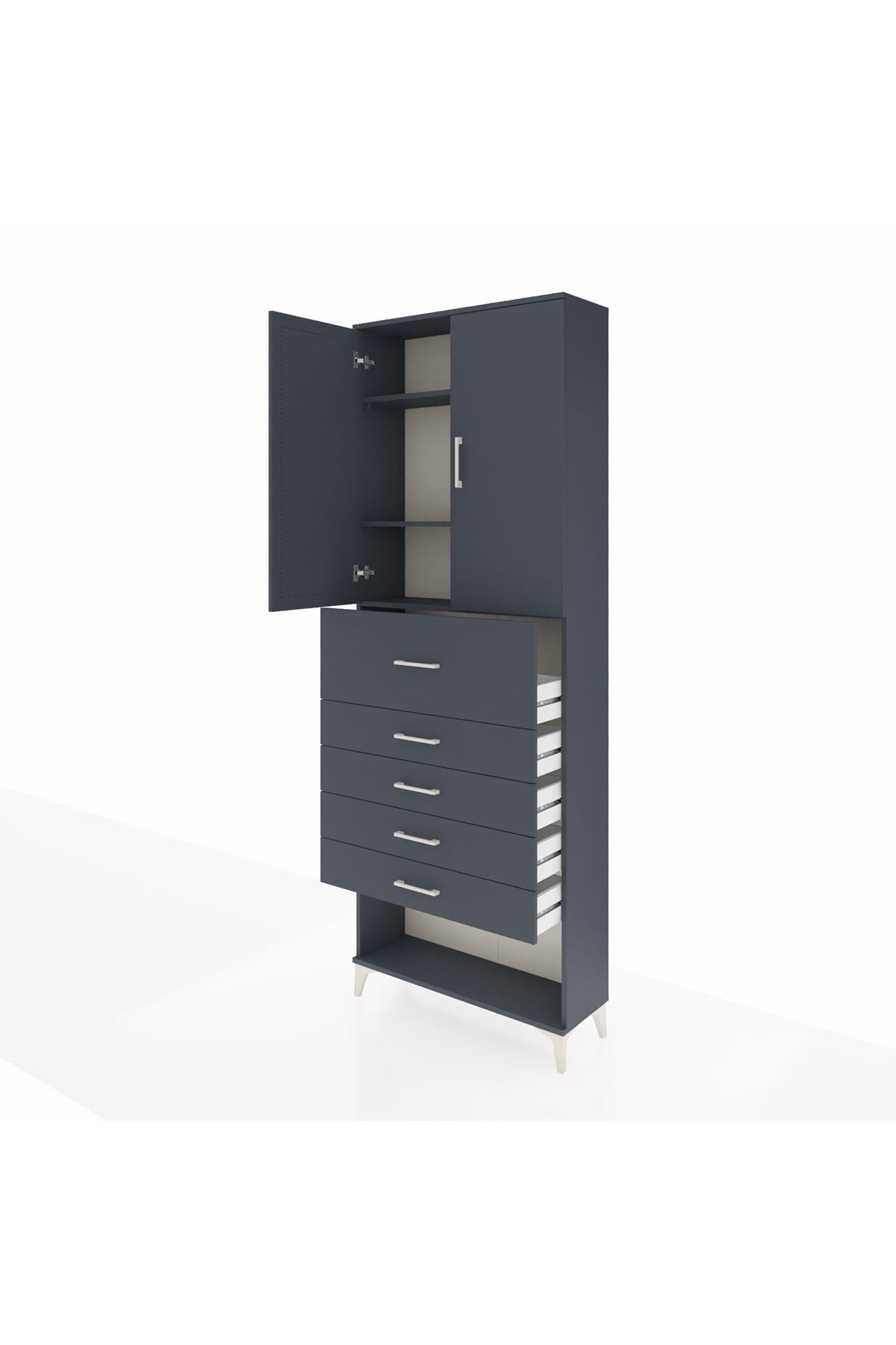 Arges Dolap 3 Raflı 5 Çekmeceli 2 Kapaklı 88x30x243 - S33M123V5A