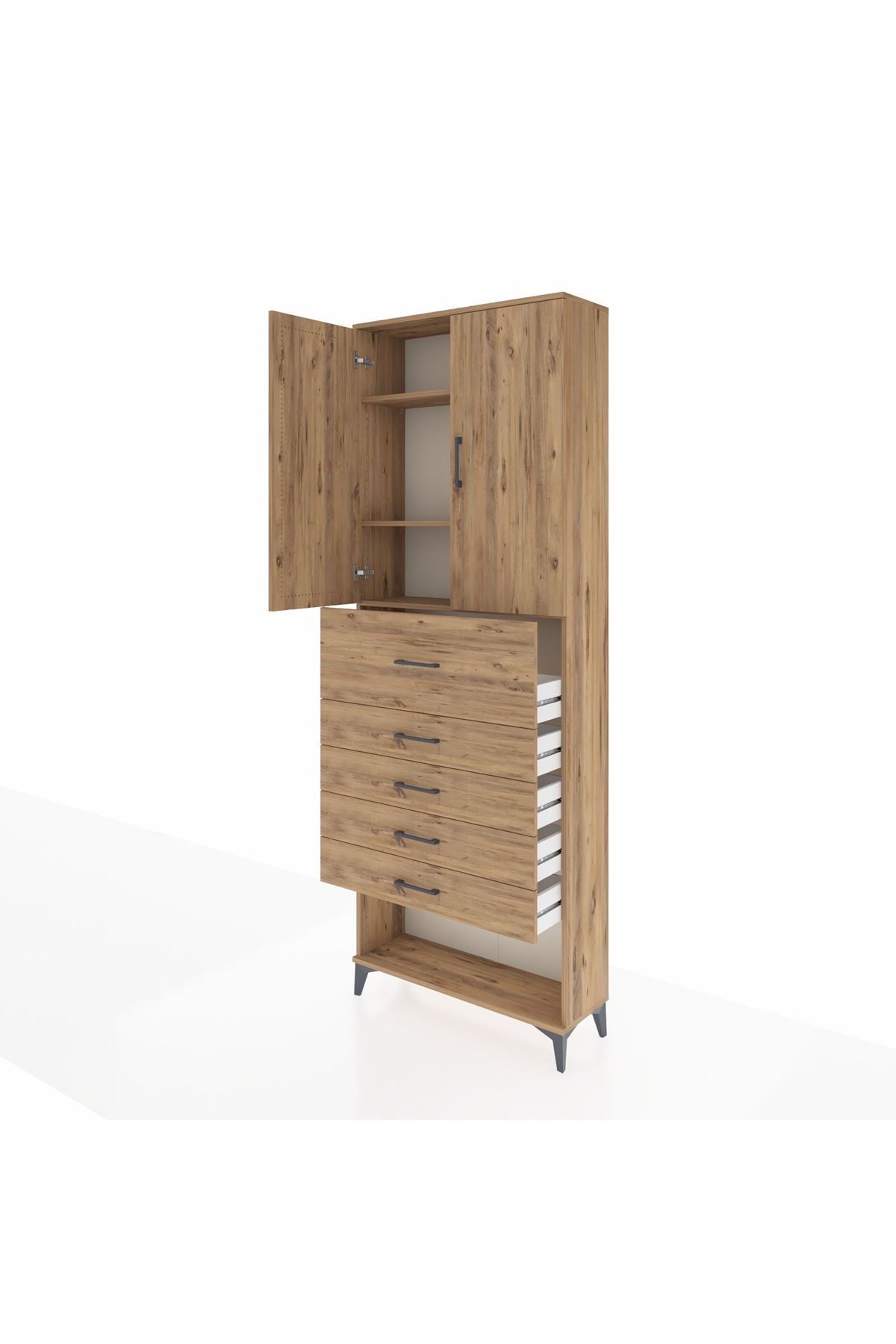 Arges Dolap 3 Raflı 5 Çekmeceli 2 Kapaklı 88x30x243 - S33M123V9A