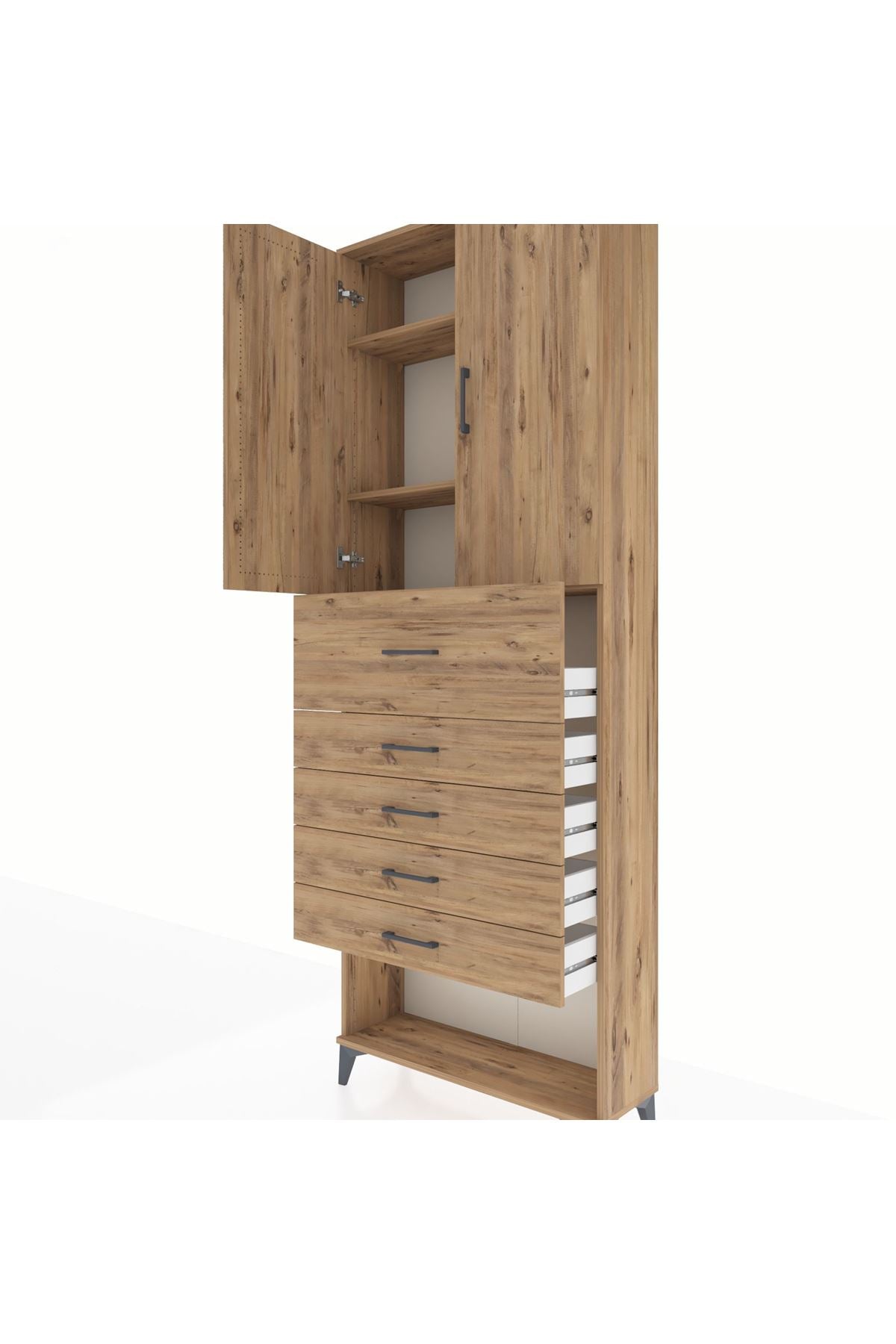Arges Dolap 3 Raflı 5 Çekmeceli 2 Kapaklı 88x30x243 - S33M123V9A