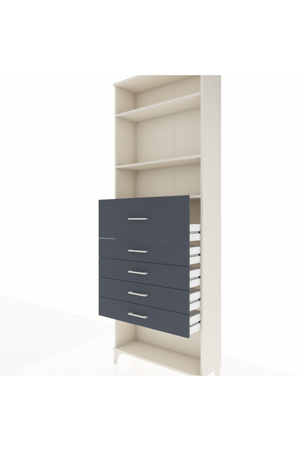 Arges Dolap 3 Raflı 5 Çekmeceli 88x30x243 - S33M124V2A