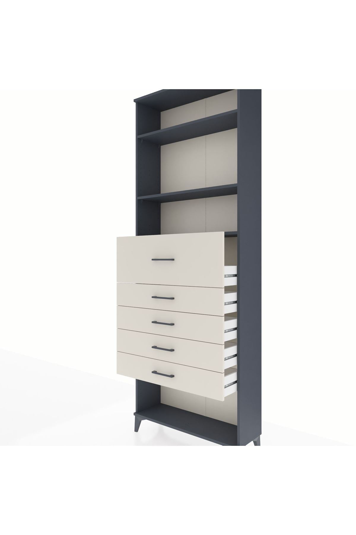 Arges Dolap 3 Raflı 5 Çekmeceli 88x30x243 - S33M124V4A