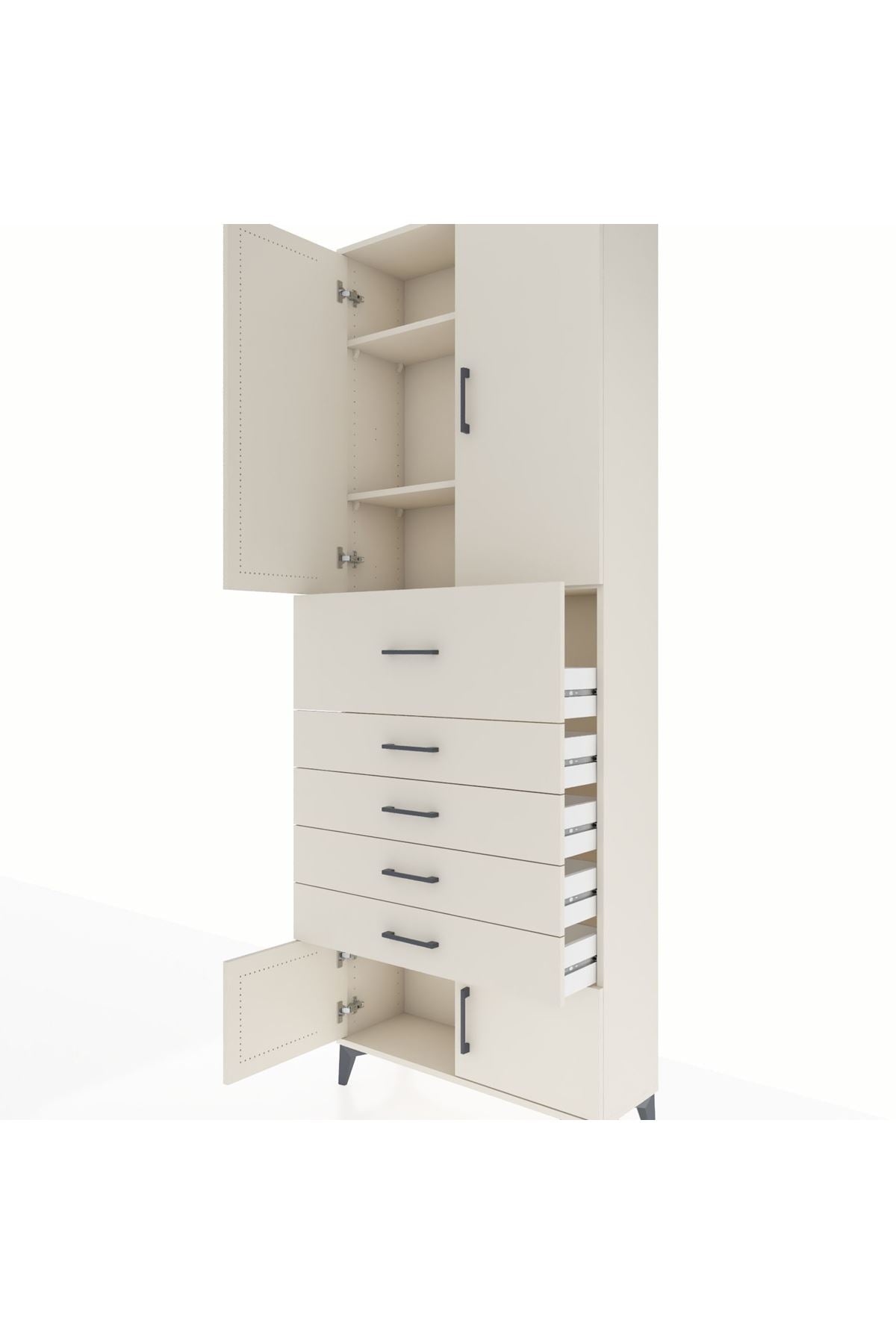 Arges Dolap 3 Raflı 5 Çekmeceli 4 Kapaklı 88x30x243 - S33M125V1A