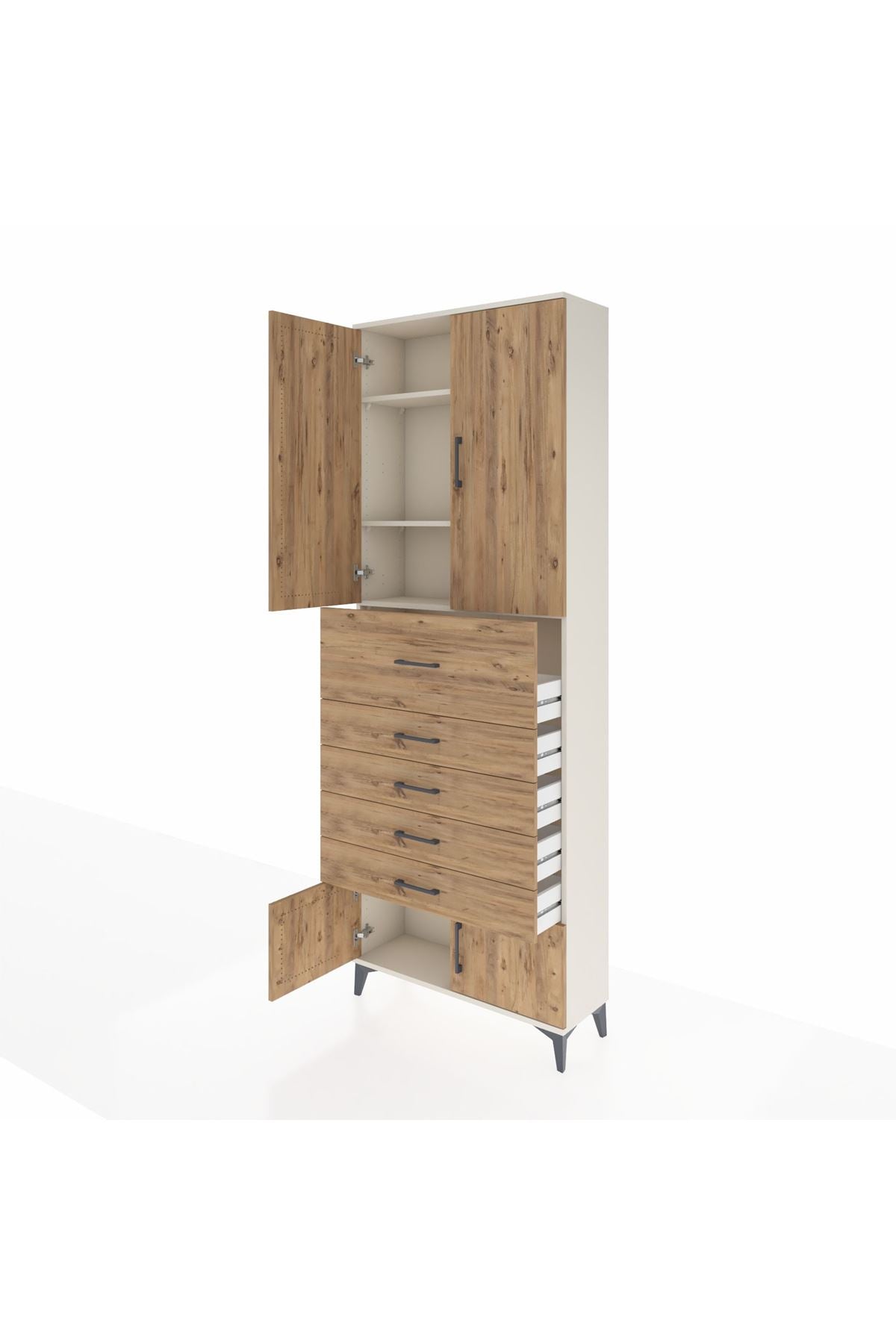 Arges Dolap 3 Raflı 5 Çekmeceli 4 Kapaklı 88x30x243 - S33M125V3A