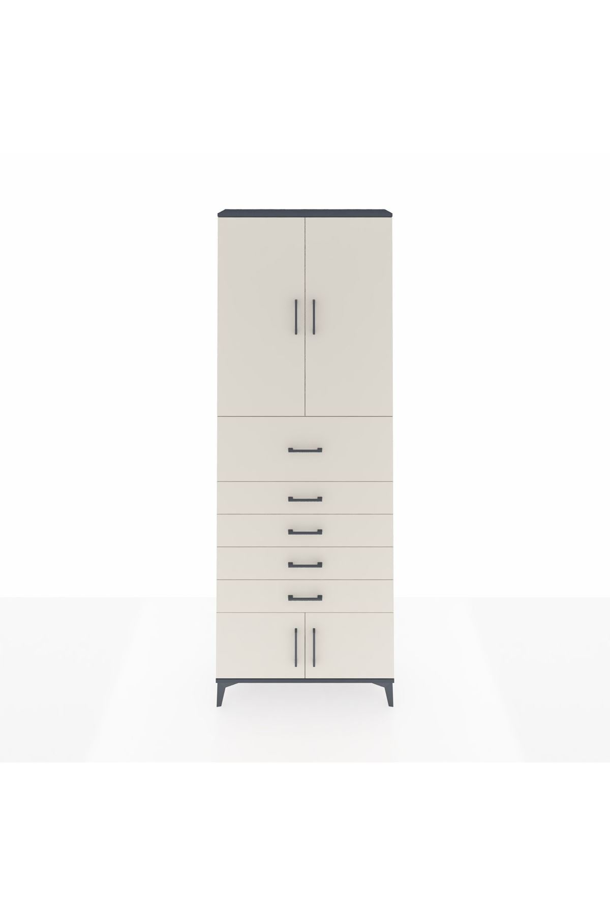Arges Dolap 3 Raflı 5 Çekmeceli 4 Kapaklı 88x30x243 - S33M125V4A