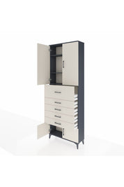 Arges Dolap 3 Raflı 5 Çekmeceli 4 Kapaklı 88x30x243 - S33M125V4A