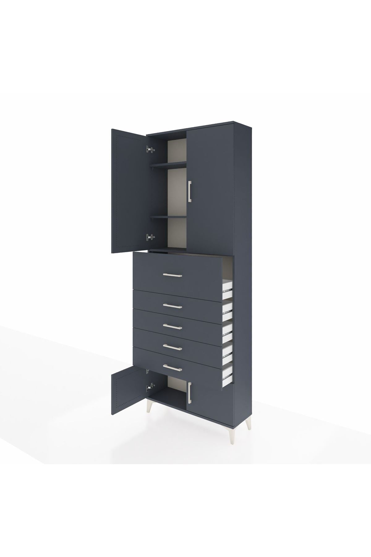 Arges Dolap 3 Raflı 5 Çekmeceli 4 Kapaklı 88x30x243 - S33M125V5A