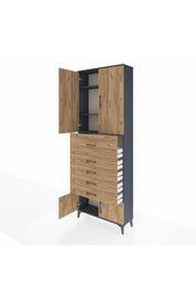Arges Dolap 3 Raflı 5 Çekmeceli 4 Kapaklı 88x30x243 - S33M125V6A