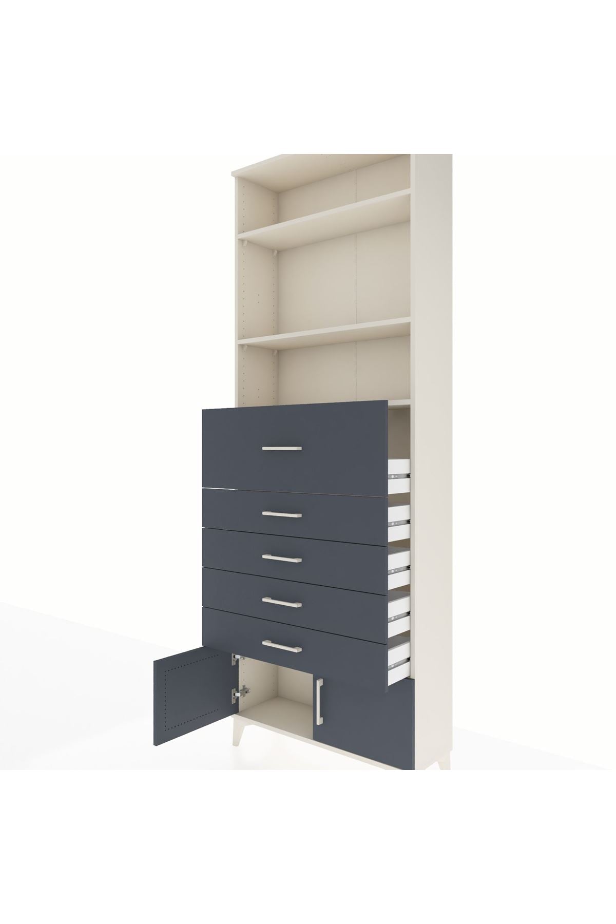 Arges Dolap 3 Raflı 5 Çekmeceli 2 Kapaklı 88x30x243 - S33M126V2A