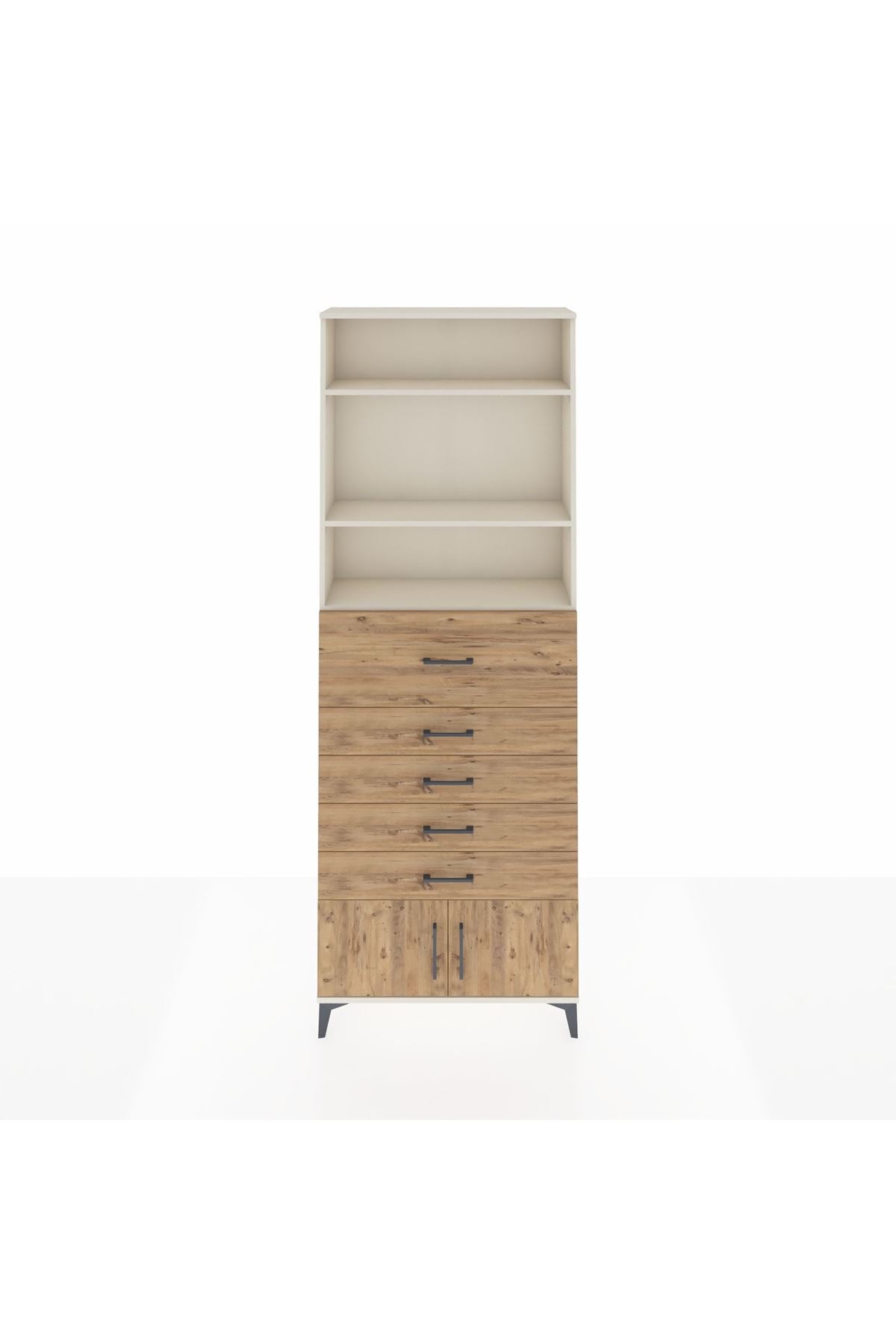 Arges Dolap 3 Raflı 5 Çekmeceli 2 Kapaklı 88x30x243 - S33M126V3A