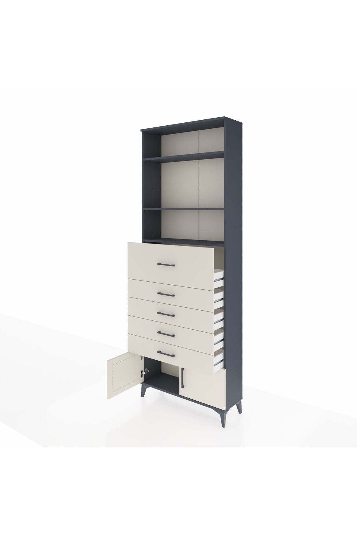 Arges Dolap 3 Raflı 5 Çekmeceli 2 Kapaklı 88x30x243 - S33M126V4A