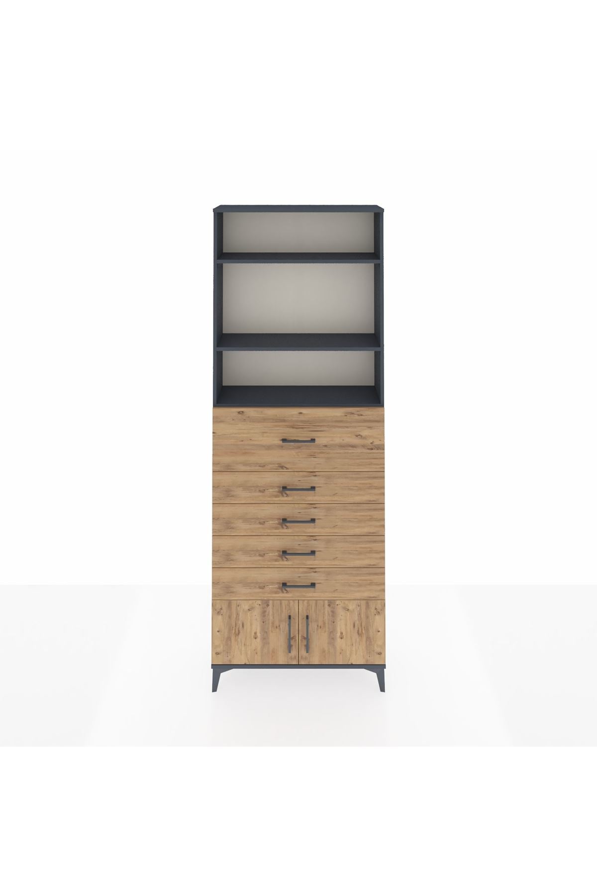 Arges Dolap 3 Raflı 5 Çekmeceli 2 Kapaklı 88x30x243 - S33M126V6A