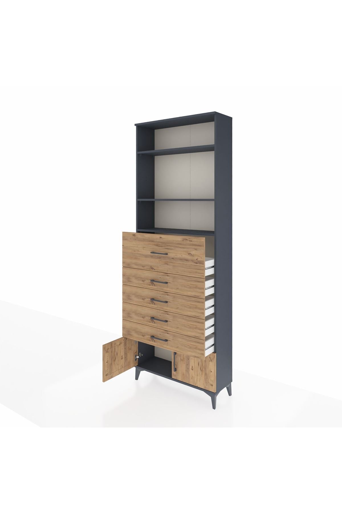 Arges Dolap 3 Raflı 5 Çekmeceli 2 Kapaklı 88x30x243 - S33M126V6A