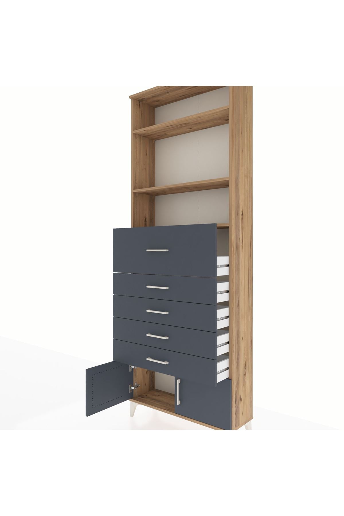 Arges Dolap 3 Raflı 5 Çekmeceli 2 Kapaklı 88x30x243 - S33M126V8A