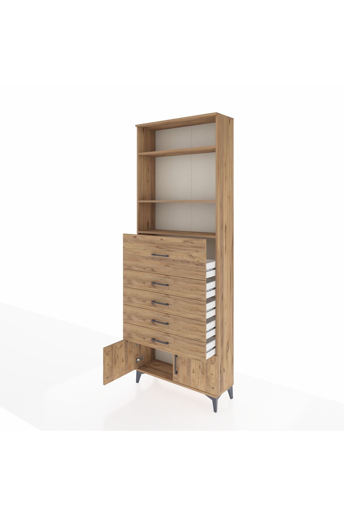 Arges Dolap 3 Raflı 5 Çekmeceli 2 Kapaklı 88x30x243 - S33M126V9A