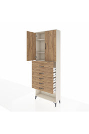 Arges Dolap 3 Raflı 5 Çekmeceli 2 Kapaklı 88x30x243 - S33M127V3A