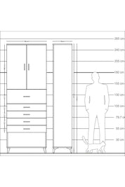 Arges Dolap 3 Raflı 5 Çekmeceli 2 Kapaklı 88x30x243 - S33M127V3A