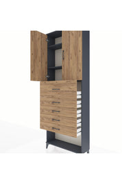 Arges Dolap 3 Raflı 5 Çekmeceli 2 Kapaklı 88x30x243 - S33M127V6A