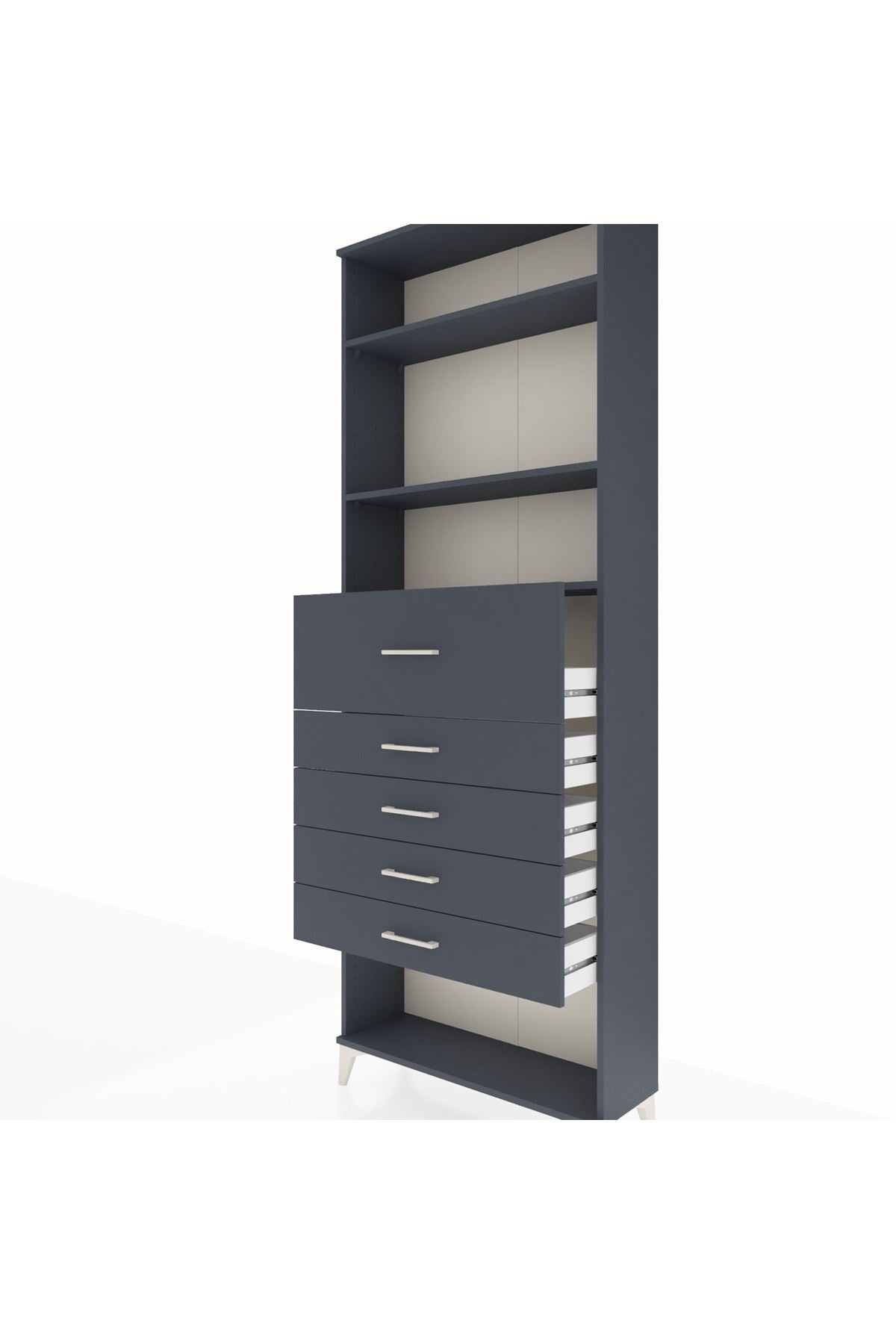 Arges Dolap 3 Raflı 5 Çekmeceli 88x30x243 - S33M128V5A
