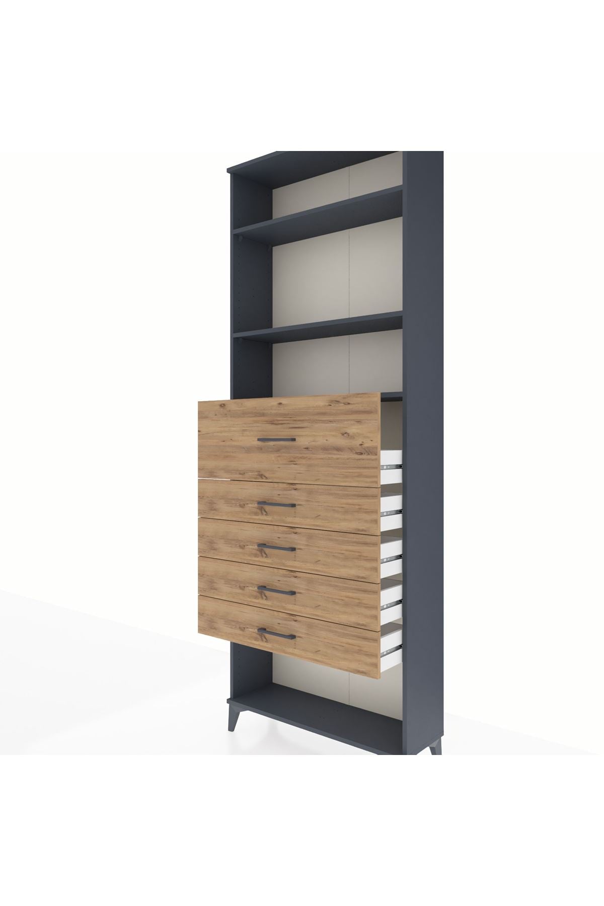 Arges Dolap 3 Raflı 5 Çekmeceli 88x30x243 - S33M128V6A