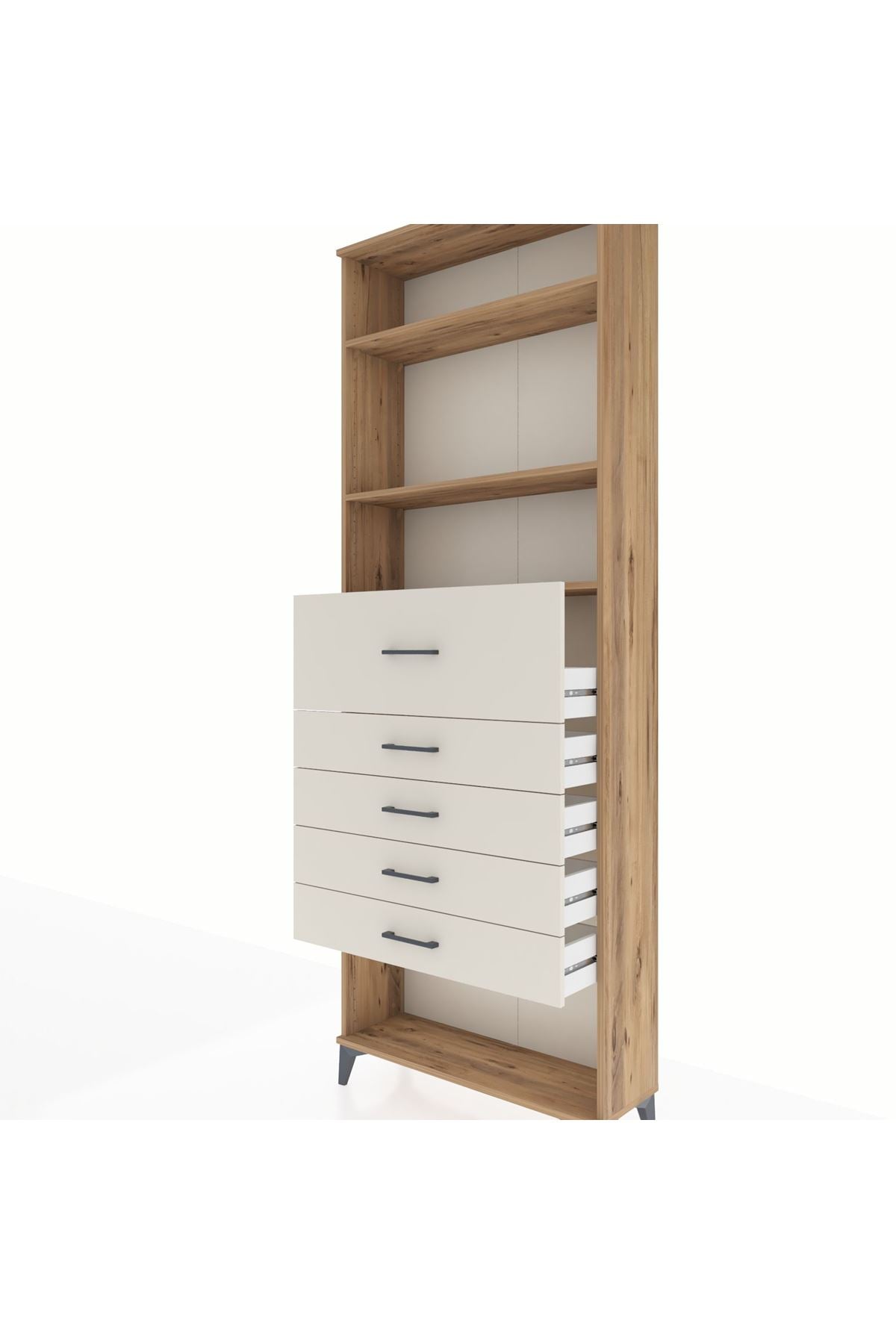Arges Dolap 3 Raflı 5 Çekmeceli 88x30x243 - S33M128V7A