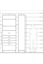 Arges Dolap 3 Raflı 5 Çekmeceli 88x30x243 - S33M128V9A