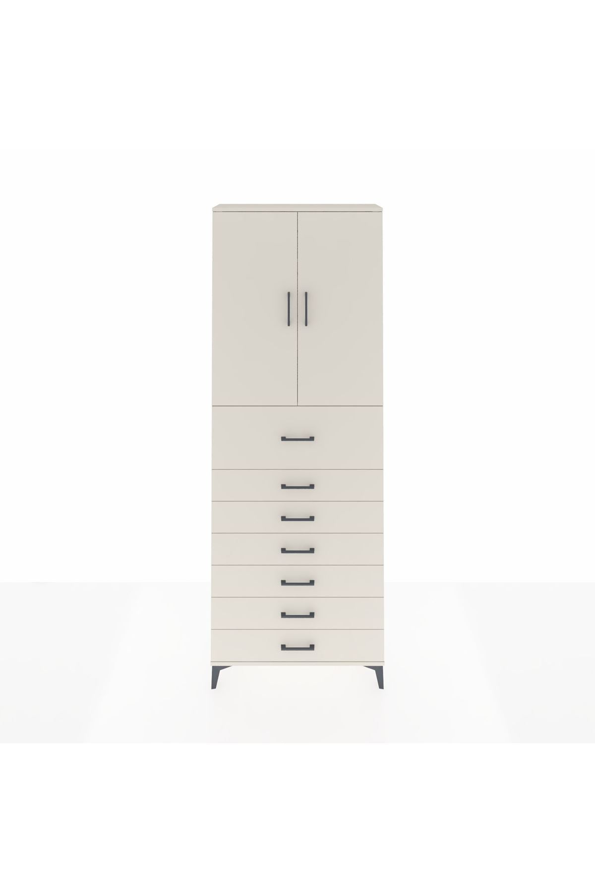 Arges Dolap 3 Raflı 7 Çekmeceli 2 Kapaklı 88x30x243 - S33M129V1A
