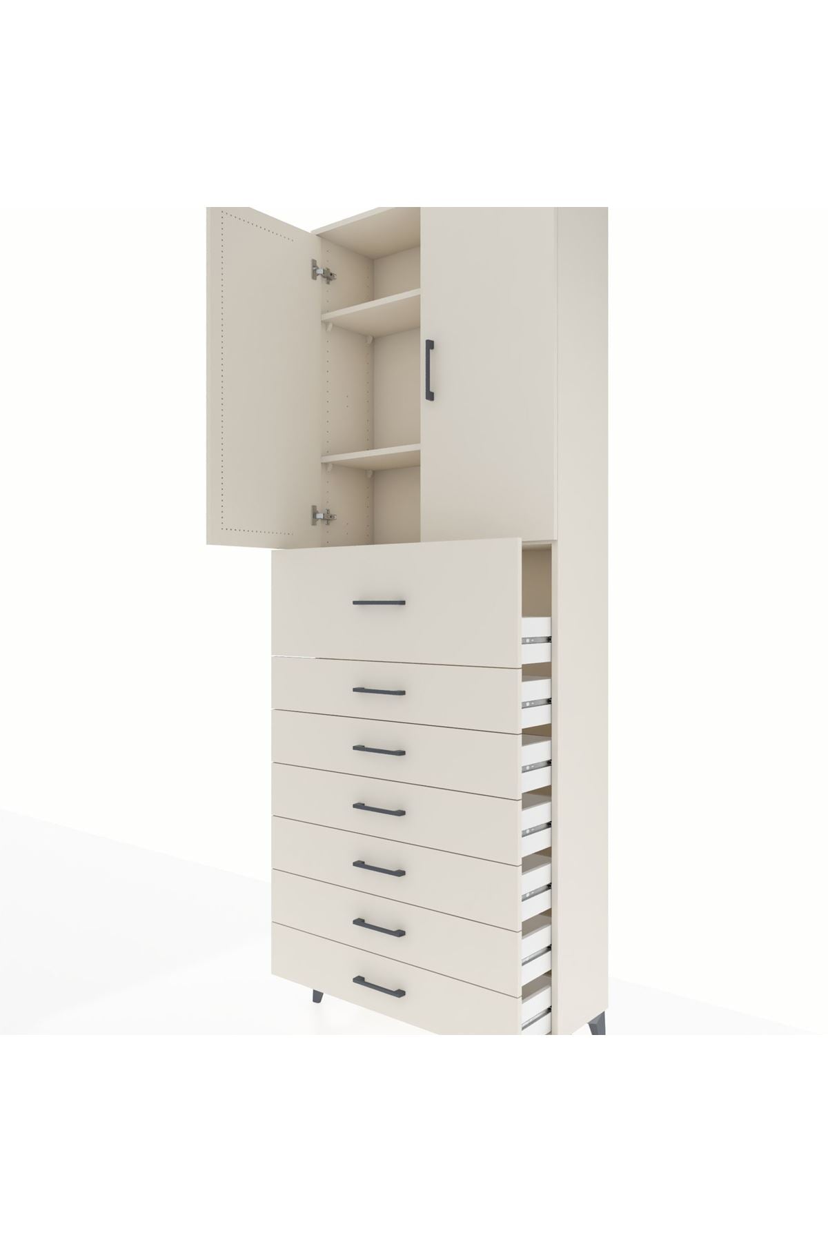 Arges Dolap 3 Raflı 7 Çekmeceli 2 Kapaklı 88x30x243 - S33M129V1A