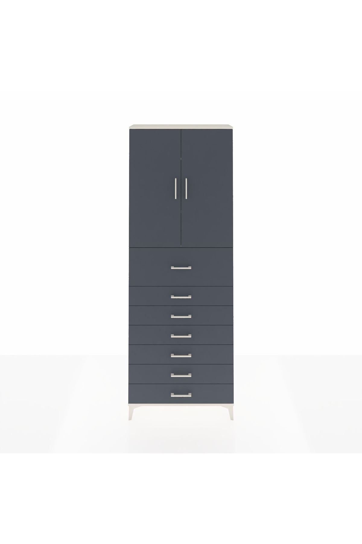 Arges Dolap 3 Raflı 7 Çekmeceli 2 Kapaklı 88x30x243 - S33M129V2A