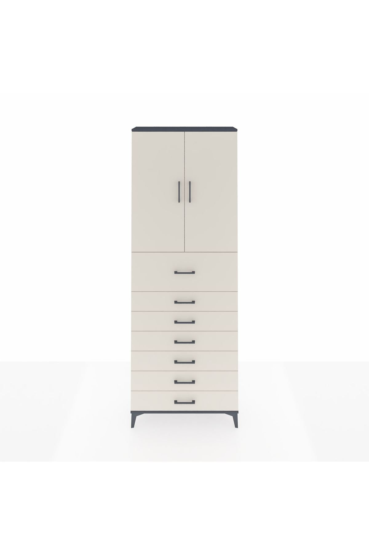 Arges Dolap 3 Raflı 7 Çekmeceli 2 Kapaklı 88x30x243 - S33M129V4A