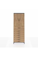 Arges Dolap 3 Raflı 7 Çekmeceli 2 Kapaklı 88x30x243