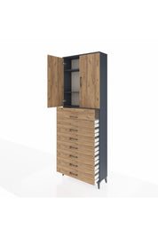Arges Dolap 3 Raflı 7 Çekmeceli 2 Kapaklı 88x30x243 - S33M129V6A