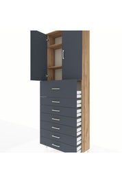 Arges Dolap 3 Raflı 7 Çekmeceli 2 Kapaklı 88x30x243 - S33M129V8A