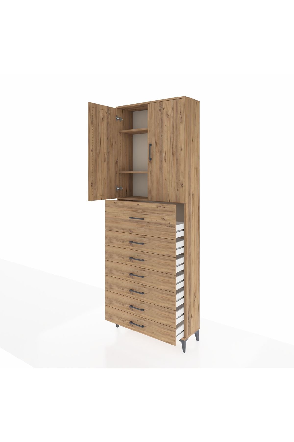 Arges Dolap 3 Raflı 7 Çekmeceli 2 Kapaklı 88x30x243 - S33M129V9A