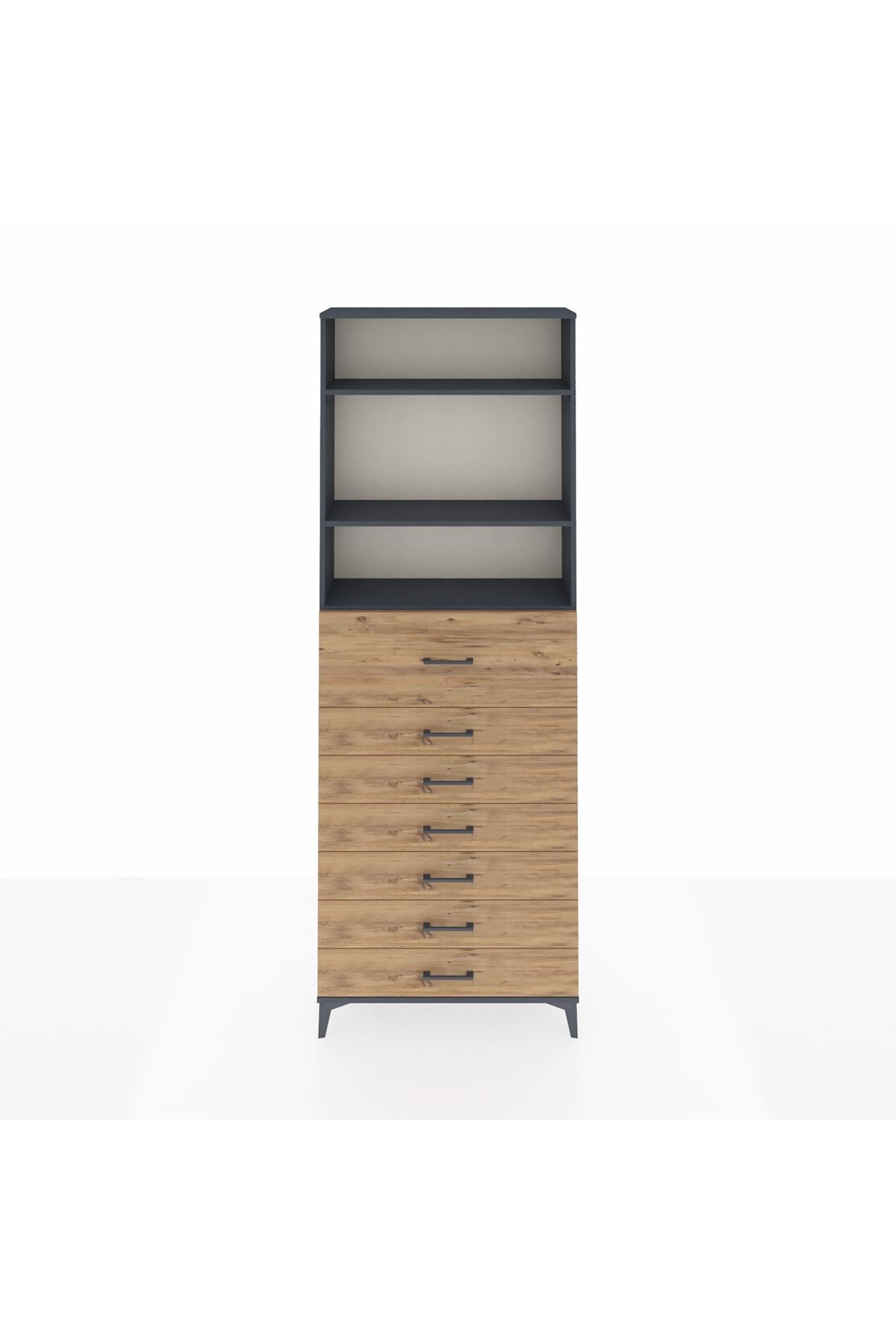 Arges Dolap 3 Raflı 7 Çekmeceli 88x30x243 - S33M130V6A