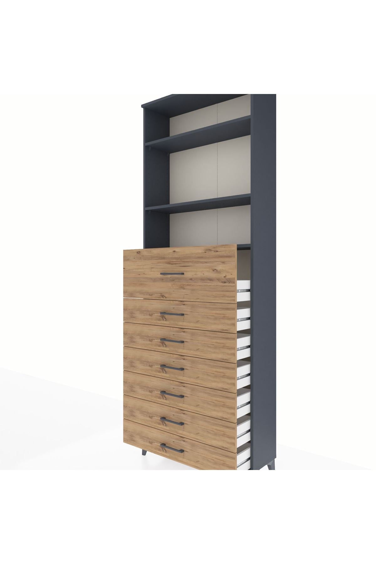 Arges Dolap 3 Raflı 7 Çekmeceli 88x30x243 - S33M130V6A