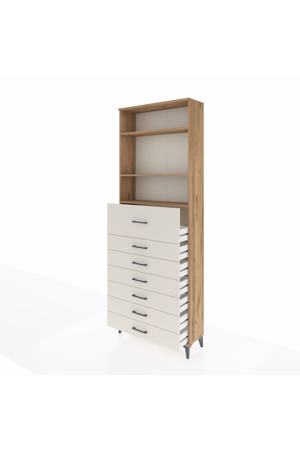 Arges Dolap 3 Raflı 7 Çekmeceli 88x30x243 - S33M130V7A