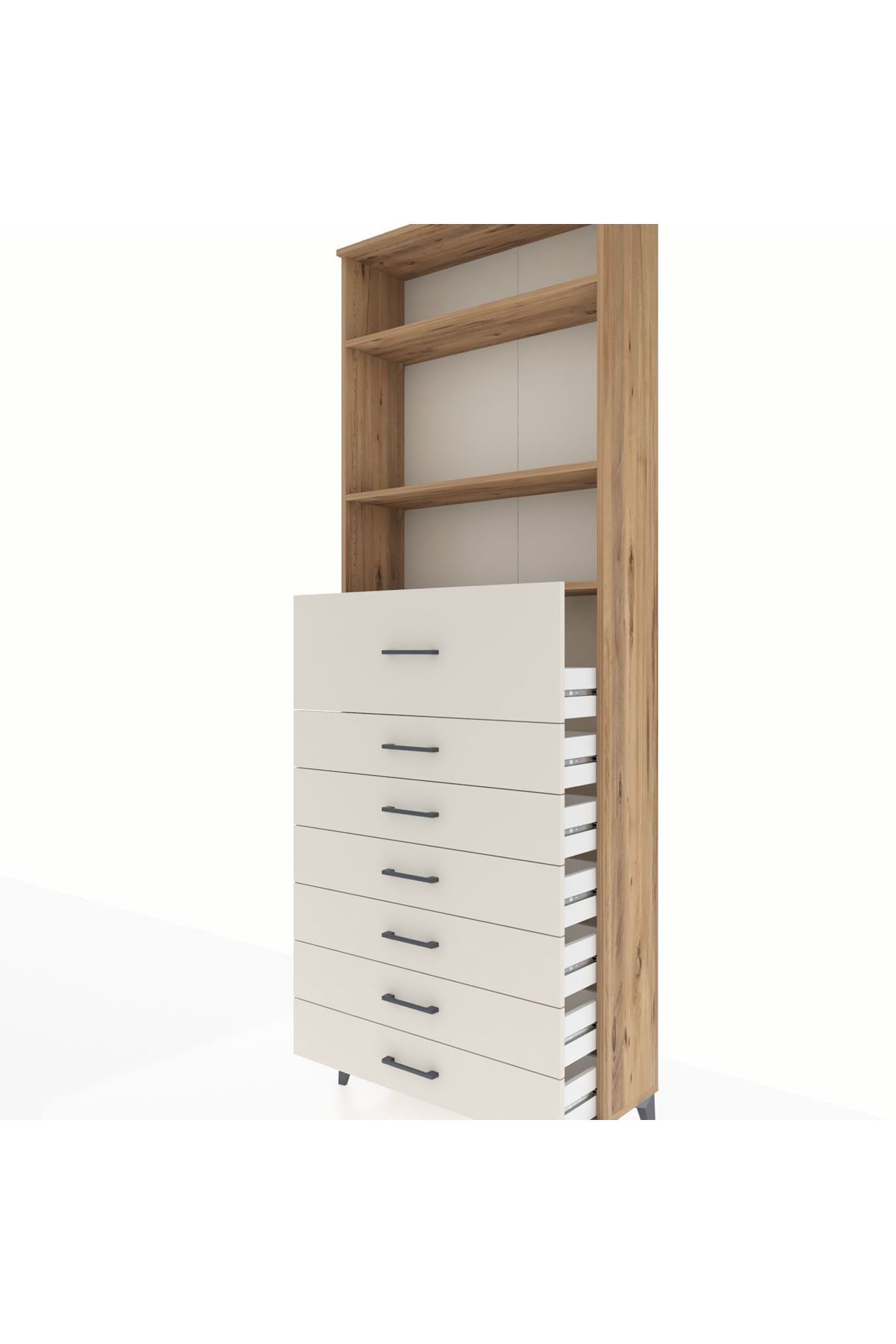Arges Dolap 3 Raflı 7 Çekmeceli 88x30x243 - S33M130V7A