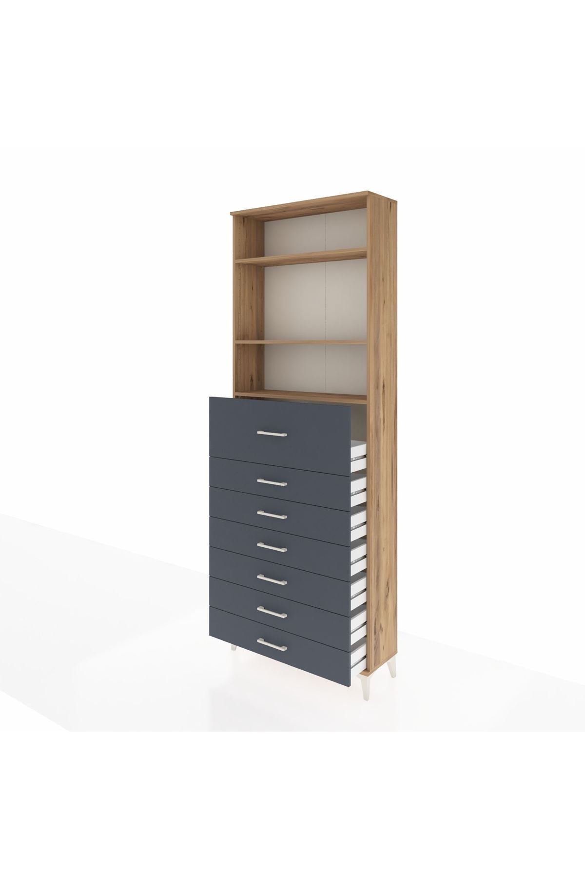 Arges Dolap 3 Raflı 7 Çekmeceli 88x30x243 - S33M130V8A