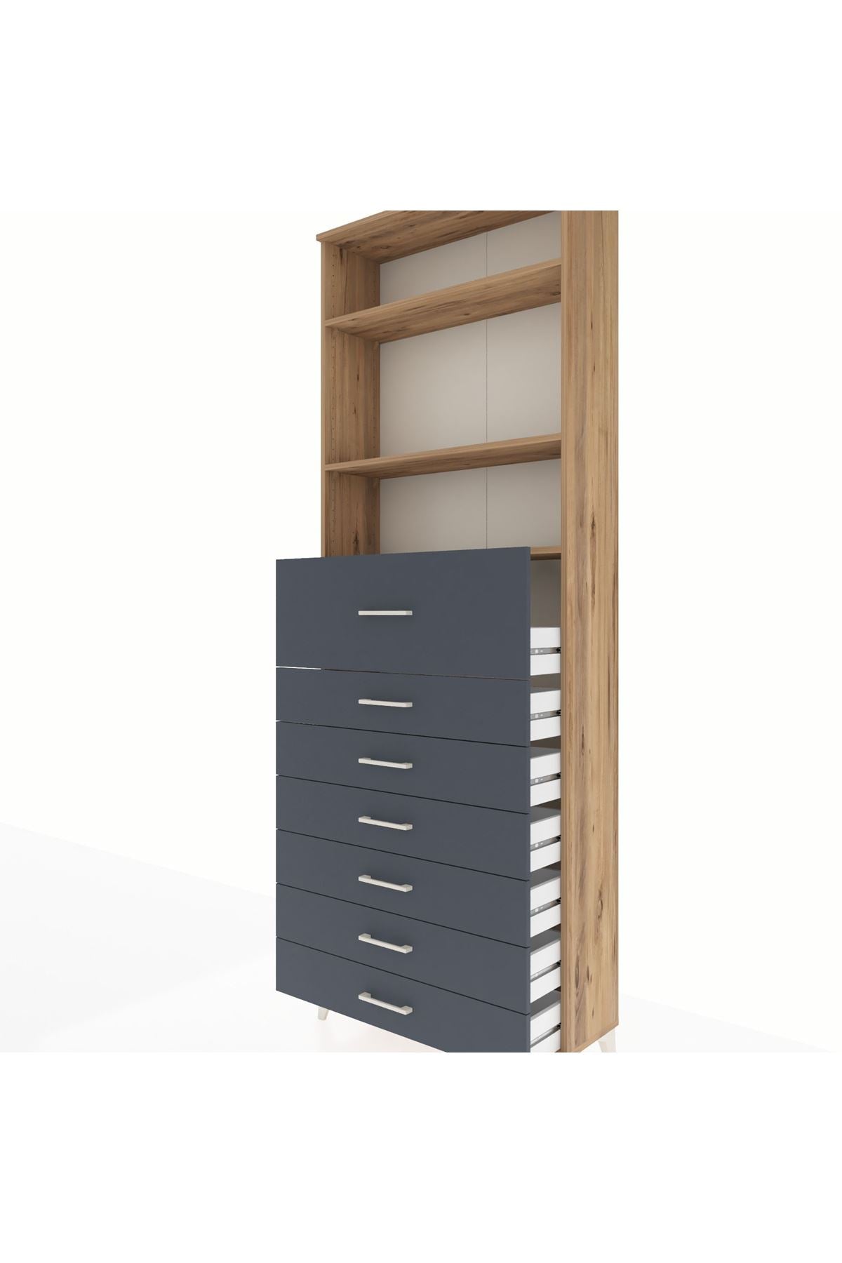 Arges Dolap 3 Raflı 7 Çekmeceli 88x30x243 - S33M130V8A
