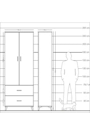 Arges Dolap 4 Raflı 2 Çekmeceli 2 Kapaklı 88x30x243 - S33M131V2A