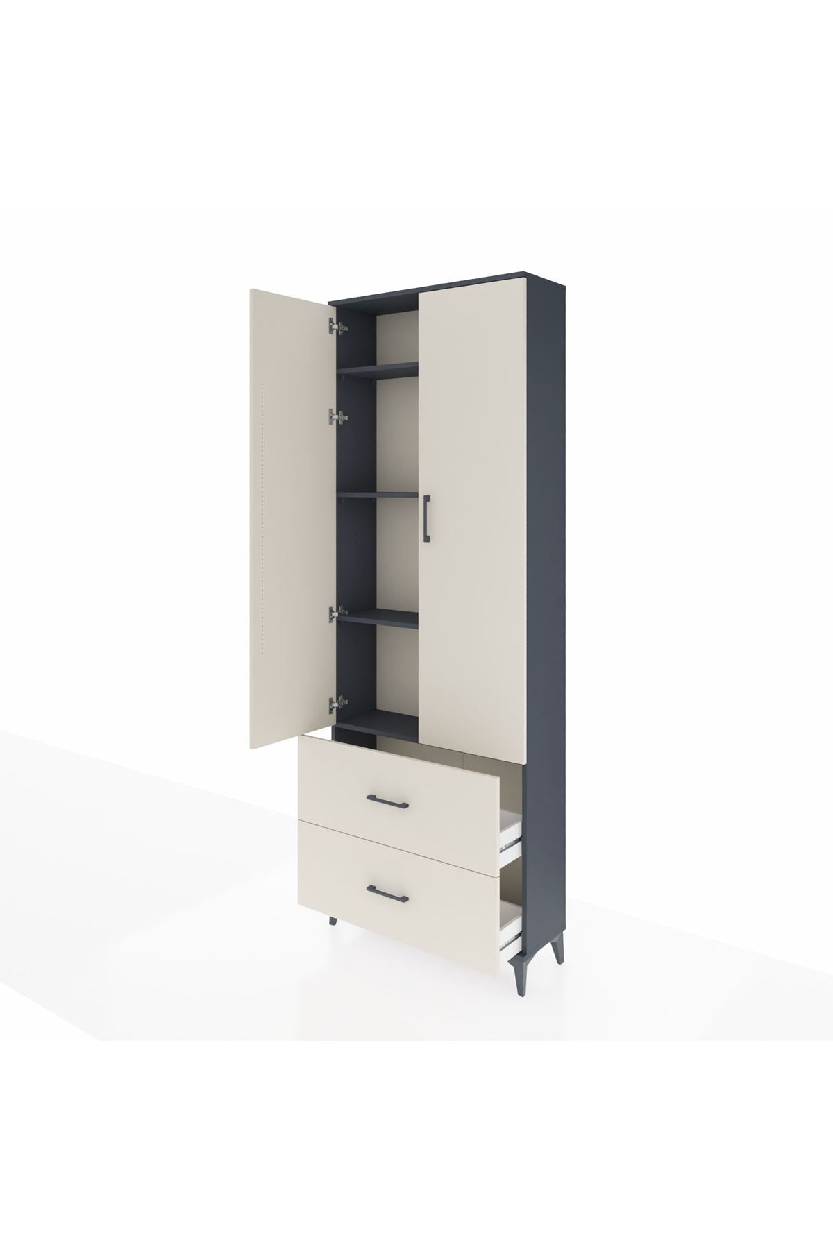 Arges Dolap 4 Raflı 2 Çekmeceli 2 Kapaklı 88x30x243 - S33M131V4A