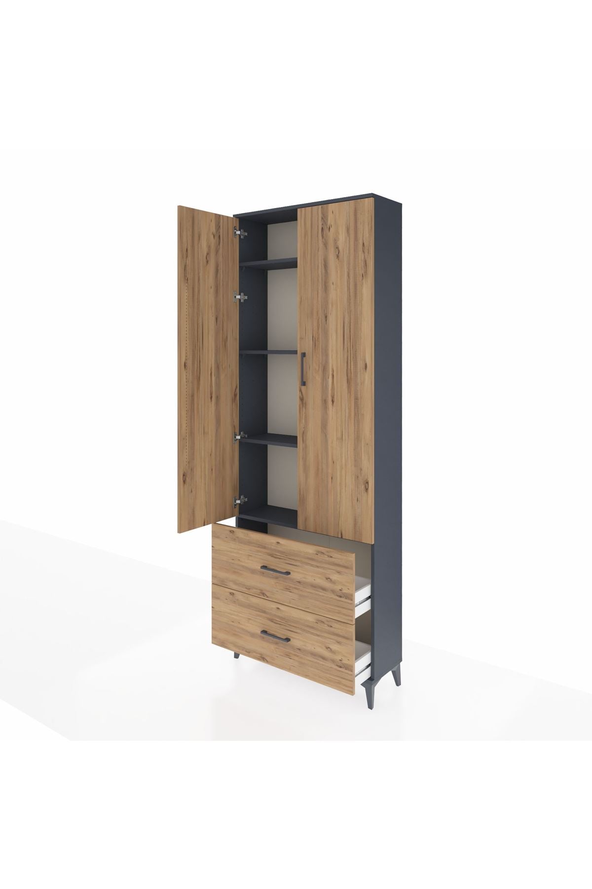 Arges Dolap 4 Raflı 2 Çekmeceli 2 Kapaklı 88x30x243 - S33M131V6A